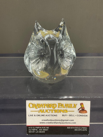 Daum France Glass Owl, 4 inches tall, Signed on bottom edge