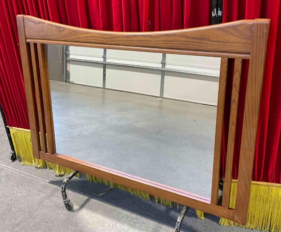 Modern Mission Style Wall Mirror in Oak Finish Frame. Excellent Condition. 48" x 32" See pics.