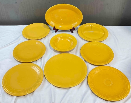 9 pcs Daffodil Yellow Fiesta Ware Ceramic Dish Assortment. Excellent Condition. See pics.