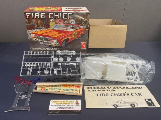 Vintage AMT Fire Chief Chevy Impala Model Kit, 1:25 Scale, looks complete