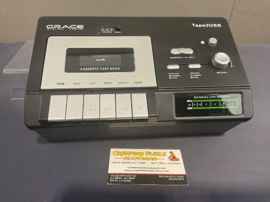 Grace Digital Audio Tape2USB Unit, Cassette to PC Recorder w/ Speaker, no power cable