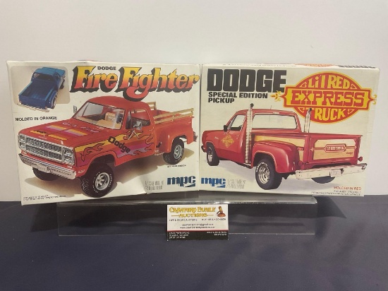 Pair of MPC 1/25 Scale Car Model Kits, Dodge trucks, Lil Red Express Truck & Fire Fighter