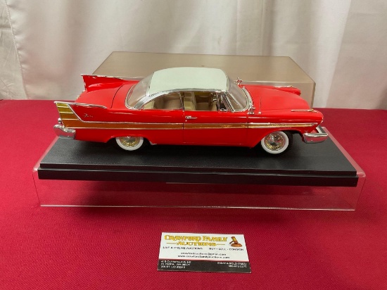 1957 Plymouth Fury Model Car, in display case, approx 11 inches, 1:18 Scale