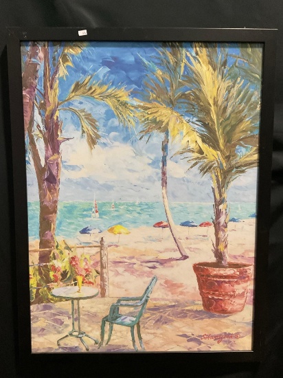 Framed Giclee Print of Cafe du Soleil by Waltraud Fuchs Schwarzbek, 34h x 26w inches