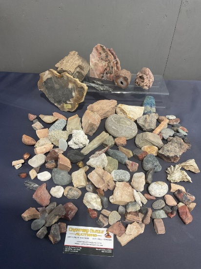 Collection of Stones, Variety of kinds, Agates, Jasper, Petrified Wood, & more, 50+ pieces