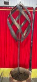 Copper Metal Whirligig Pinwheel Kinetic Yard Art Garden Sculpture. Good Condition. See pics.