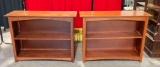 Pair of Handsome Modern Shaker Style Cherry? Wood Finish 2-Shelf Bookcases. See pics.