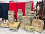 16 pcs Vintage Hartman Khaki Nylon Travel Luggage Suitcases Set. Good Condition. See pics.