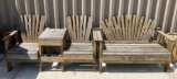 2 pcs Outdoor Wooden Patio Furniture. Double Adirondack Chair & Two Seat Bench. See pics.