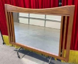 Modern Mission Style Wall Mirror in Oak Finish Frame. Excellent Condition. 48