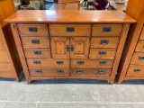 Modern Mission Style Lowboy Dresser w/ 11 Drawers & Cupboard. Excellent Condition. See pics.