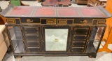 Vintage Chinoiserie Hollywood Regency Style Black & Gold Painted Credenza Sidebar. See pics.