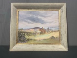Framed Signed Watercolor on Board by Willy Petersen Fagerstam (1897-1993) 22.5h x 26.5w x 2.5d inch