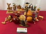 13 Japanese Carved Wooden Dioramas, Drinking Gourds, Bobbleheads, & more