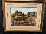 Framed Signed & #d Litho 52/750 (?) Homestead by Johnye D. Cruse 1985 26h x 32w inches