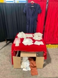 Uncounted Vintage Textile Assortment. Blue Dress, Napkins, Handkerchiefs & More! See pics.
