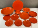 12 pcs Carrot Orange Fiesta Ware Ceramic Dish Assortment. Excellent Condition. See pics.