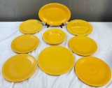 9 pcs Daffodil Yellow Fiesta Ware Ceramic Dish Assortment. Excellent Condition. See pics.