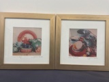 Framed Pair of Cynthia Davis Prints, Fiesta Medley & Fiesta Potpourri, signed, 10 x 10 x 2.5 inches