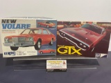 2 MPC 1/25 Scale Car Model Kits, Plymouth Volare & GTX, two building versions each