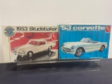 Pair of AMT 1:25 Scale Model Kits, 1953 Studebaker Starliner & 1953 Chevy Corvette