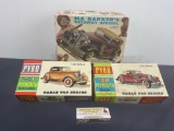 3 Model Car Kits, 2 Pyro 1/32 Scale Plymouth Roadster & Convertible, 1/25 32 Chrysler Ma Barkers