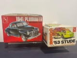 Pair of AMT 1/25 Scale Car Model Kits, 1941 Plymouth & 1953 Studebaker Gasser
