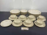 Vintage Franciscan Interlude Pattern China, approx 35 pieces, gilt rim, Cream color porcelain