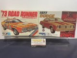 Pair of Vintage MPC 1/25 Scale Car Model Kits, 1973 Plymouth Road Runner & 1977 Dodge