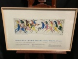 Framed Poster Yellowstone Art Center, w/ 1884 War Record Drawing Print, approx 19.5h x 29.5w inches