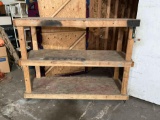 Large Rolling Plywood & Wood 3-Tier Shelf. Measures 72