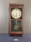 Antique Sessions Regulator Wall Time Clock, 39.5h x 18.5w x 5.5d,