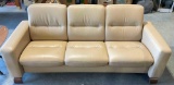 EKORNES Stressless Reclining Beige Leather 3-Seat Sofa. Excellent Condition. See pics.
