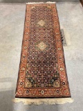 Lovely Red & Black Persian Wool Pile Tapestry Area Rug. Measures 32