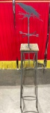 Charming Metal Garden Yard Art Decorative Stand w/ Cut Metal Raven Weather Vane. See pics.