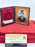 Antique Early 1800'S daguerreotype in case, Lafayette Holdridge ( man w/ top hat )