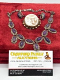 vintage sterling silver necklace W/matching screw on earrings featuring amethyst