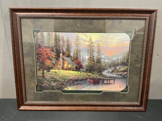 Framed Thomas Kinkade Accent Print w/ COA, A Peaceful Retreat, 23h x 30w inches