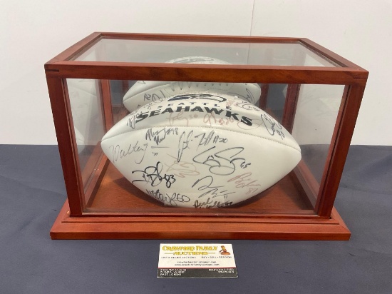 2009 Game Ball Seattle Seahawks Team Signed, many signatures, in Display Case