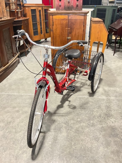 Never Used Kent Monterey 7 speed folding tricycle bike with basket - was stored not ridden