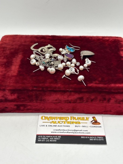 Accumulation of many Sterling silver Jewelry parts & mis matched pieces