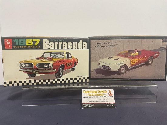 Pair of AMT Model Car Kits, 1:25 Scale, George Barris Fireball 500 & 1967 Barracuda Fastback