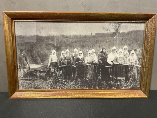 Framed (likely) Print Piece titled Douks Plowing in the West, 15h x 25w x 1d inches