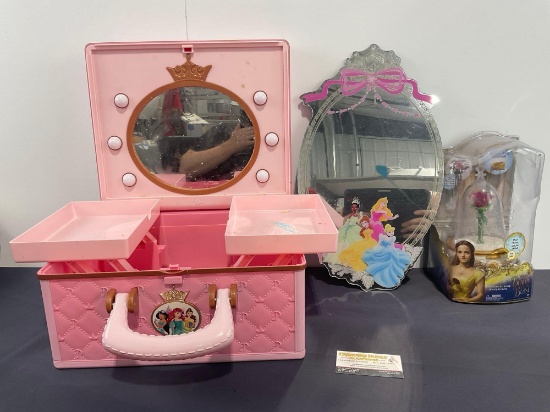 Disney Princess Vanity Box, & Mirror, Beauty and the Beast Enchanted Rose Jewelry Box, in packaging