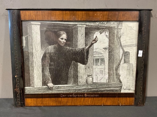 Framed Print of The Parable of the Lost Coin by Eugene Burnand (1850-1921), unique frame, 14.5 x 19