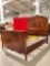 Antique Cherry Finish Oak? Wooden Full Sized Bed Frame w/ Classical Style Carvings. See pics.