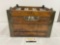 Lacquered Wood & Steel Milk Bottle Crate w/ 12 Glass Milk Bottles, 10h x 16.5w x 12.5d inches