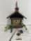 Vintage 1969 New England Clock Co American Cuckoo Clock, Pinecone weights, Schoolhouse design