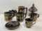 8 pcs Vintage Hand Painted Greek Black & 24k Gold Ceramic Dish Assortment. See pics.