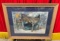 Framed Original Painting of a Blue House. Measures 42